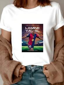 Soccer Player Running In A Lit Stadium Symbolizing Passion, Effort, And Energy Of Modern Sport. Comfortable Women's T-Shirt For Everyday Wear And Casual Sporty Style. - 白色 - 查看 8