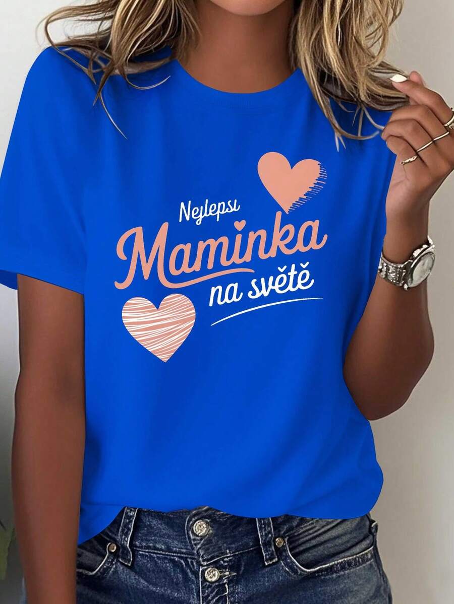 Comfortable Women's T-Shirt With The Code "Czech Quote Mom Love Pure" - Blue - View 1