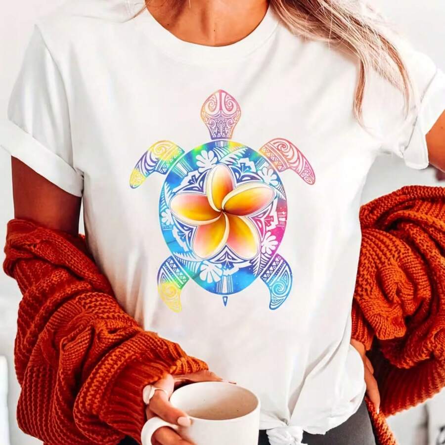Printed T-Shirt For Men And Women - White - View 1