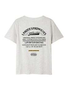 New White Short Sleeve Summer T-Shirt, English Print, Loose Fit, For Petite Women, Casual In-Style - 淺灰色 2 - 查看 3