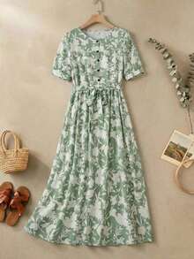 Vestido midi con botones estampados - Multicolor - Ver 1