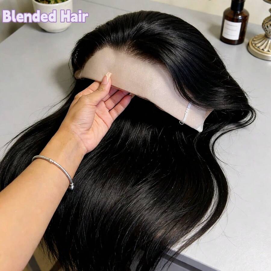 200% Density Glueless HD Full Lace Frontal Wig, Brazilian Remy Hair Weft, 5x5 4x4 Pre-Cut Glueless Lace Frontal With Baby Hair, 13x4 13x6 Transparent Lace Frontal, 3S Instant Wear Short Straight Mixed Synthetic Fiber Wig, Heat Resistant Ladies Wig