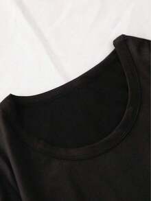 ComfortableCamiseta con Estampado JORBI - Suave, transpirable, cómoda, de mezcla de poliéster, manga corta, ropa deportiva casual de verano, fácil de cuidar, de secado rápido, adecuada para actividades al aire libre y uso casual, estilo casual, TODAS/Todo el mundo/Todas las camisetas de algodón puro para mujer. Camiseta Holgada y Versátil de Manga Corta para Mujer - Negro - Ver 6