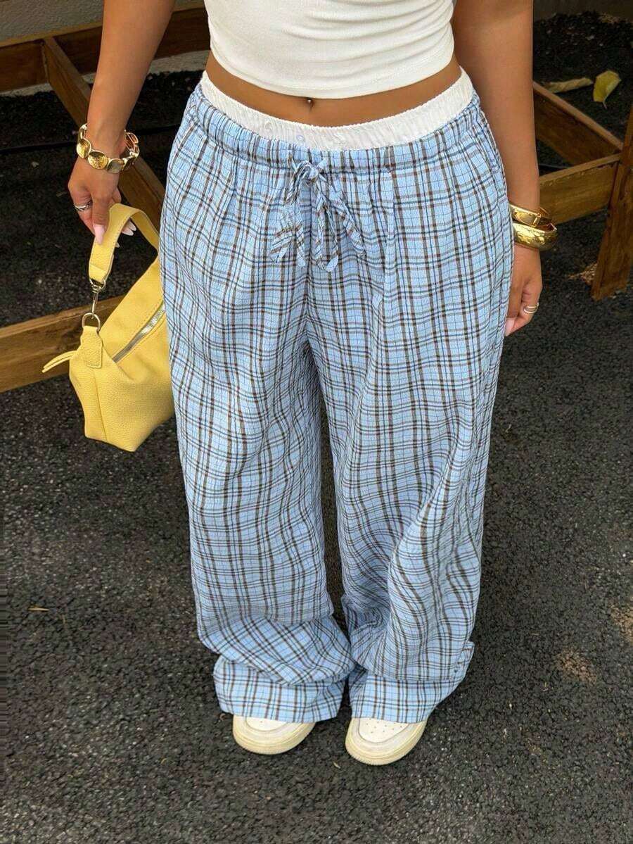 Pantalones casuales de mujer de lunares amarillos tejidos - Multicolor 2 - Ver 1
