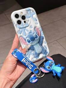 Disney Lilo And Stitch Phone Case : 3D Fluffy Pattern Border Protector Phone Soft Phone Case With A Free Cute Stitch Bracelet Chain Lanyard, Stitch, Lilo, Angel, For Apple 17 Promax 17 Pro 16 15 14 13 12 11 Pro Max XS Max X XR Soft Cover Summer Phone Case - trắng - Xem 3
