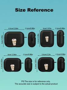 Coffee Cup Print Matte Black For AirPods Case, Compatible With For AirPods 4th/3rd/2nd/1st Generation - Black - View 5