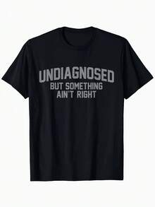 Men's Casual Graphic T-Shirt "No Diagnosis But Something's Not Right" - Black, Short Sleeve, Crew Neck, Summer T-Shirt With Eye-Catching White Print, Comfortable And Stylish For Casual Wear, Everyday T-Shirt | Eye-Catching Graphic T-Shirt | Comfortable Fit - 黑色 - 查看 1