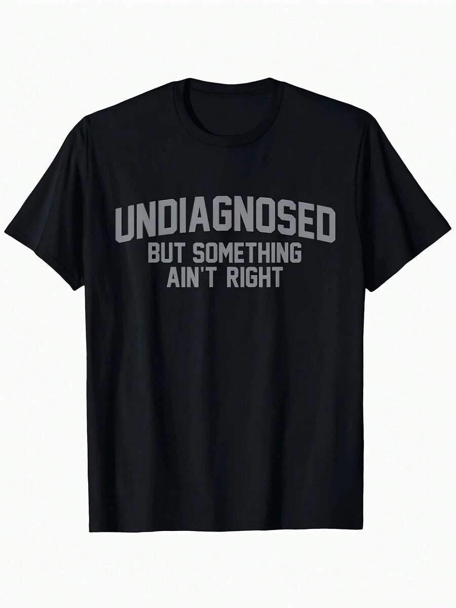 Men's Casual Graphic T-Shirt "No Diagnosis But Something's Not Right" - Black, Short Sleeve, Crew Neck, Summer T-Shirt With Eye-Catching White Print, Comfortable And Stylish For Casual Wear, Everyday T-Shirt | Eye-Catching Graphic T-Shirt | Comfortable Fit - 黑色 - 查看 1