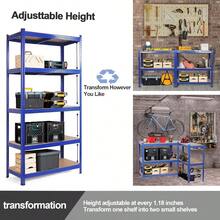 2X PACK 5-Tier Garage Shelves 2pcs Standing Racking Shelving Units Heavy Duty Adjustable Garage Shelving Unit For Workshop/Shed/Office Heavy Duty Racking Shelves Utility - 2x PACK-h 150 X W70 X D 30 Cm-nEW - View 8