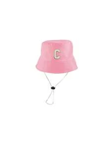 1pc Girls' Pink Letter Pattern Bucket Hat, 26 Letters Customizable, Fashionable Delicate Versatile Lightweight Sun-Shading Hat, Practical Gift For Kids, Suitable For Spring/Summer Outdoor Activities, For 1-4 Years Old Girls - Pink - View 5