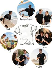 Men's&Women's Camiseta blanca de manga corta con estampado y cuello redondo| Camiseta estampada moderna y cómoda, diseño floral único, flores de color morado y azul brillante, adecuada para salidas diarias de verano, 180 gramos, 100% algodón. - Blanco - Ver 6