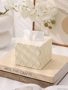Rectangular Vertical Striped Tissue Box - Double-Sided Design, Minimalist & Fashionable, Made Of Durable Material Desk Tissue Box, Waterproof & Stain-Resistant, Large Capacity, Multiple Colors Available, Suitable For Everyday Home Use - Multicolor - View 9