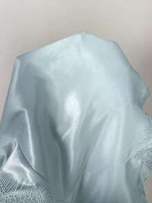 2026 Nueva Blusa Minimalista de Primavera para Mujer de Satén Azul Claro con Encaje Brillante, Elegante Camiseta de Tirantes con Encaje, Adecuada para Primavera/Verano; Camisa Elegante, Adecuada para Fiestas, Primavera, Navidad, Año Nuevo, etc.Ele - Celeste - Ver 7