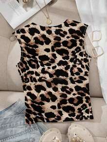 Camiseta ajustada con cuello cuadrado acolchado para mujer, primavera/verano - Multicolor - Ver 2