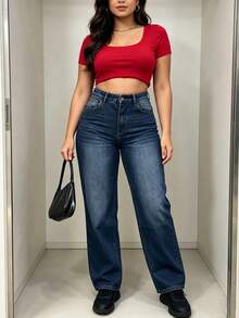 Jeans De Mezclilla Mujer Pantalon De Mezclilla Dama Pantalones De Mujer Mom Jeans Mujer Baggy Jeans Mujer Pantalones Olgados Para Mujer Cómodos Casual - Pantalones vaqueros 2030-1 - Ver 3