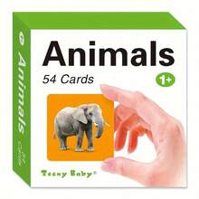 54pcs/Box English Animal Word Learning Flash Cards, 54 Different Small Animal Images With Corresponding Word Learning, Rounded Card Design For Hands, Great Choice For Parent-Child Interaction - Green - View 2