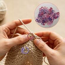 10/20/30/50/60/100 Pcs Multi-Color Metal Crochet Stitch Markers, Open Metal Stitch Markers Crochet Stitch Markers Rings With Storage Box, For Crochet Garment Marking, DIY Craft Projects, Sewing Thread Needle Knitting Stitch Tracking Markers - Pinkish Purple - View 5
