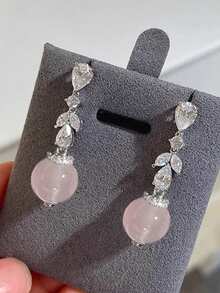 1 Pair Cubic Zirconia Earrings, Suitable For Daily Decoration, Party Jewelry Or Birthday Gift For Teenagers - 1# - View 5