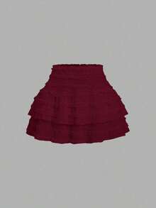 YkhahaSweetra Conjunto de top corto y minifalda con volantes de dobladillo asimétrico y sexy para mujerYkhaha - Burdeos - Ver 2