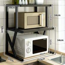 V2/3 Tier Microwave Oven Rack Stand Storage Holder Kitchen Corner Shelf Black - View 3