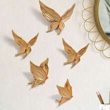 5pcs Butterfly Dance Wall Decor Creative DIY Hanging Wall Stickers 2D Wall Decor Autumn Room Decoration Christmas Decoration Bedroom Decoration - Gold - View 4