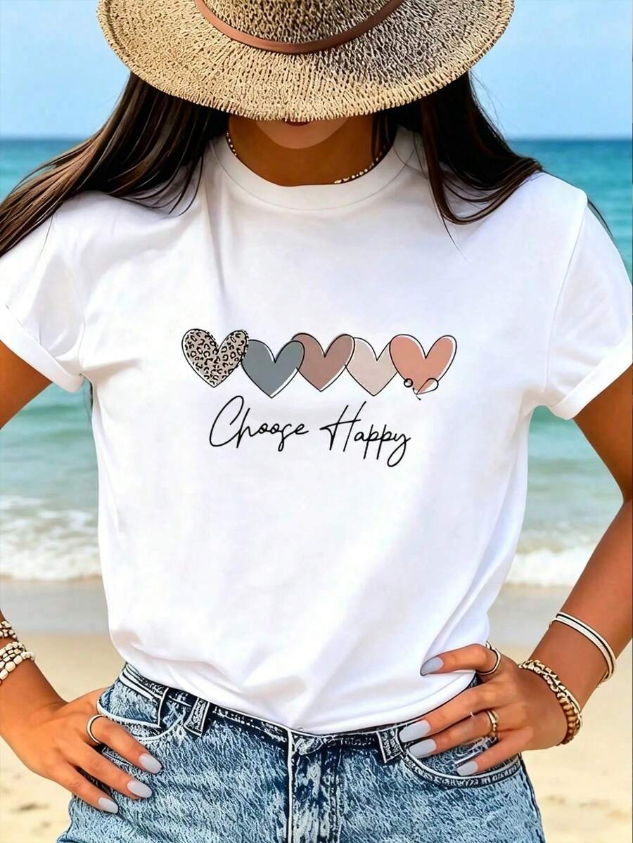 Women's Casual White Knitted Short Sleeve T-Shirt with Round Neck and Drop Shoulder for Summer Comfort - Blanco - Ver 1