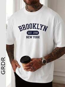 Camiseta de manga corta con cuello redondo y estampado de moda para hombre GRDR, diseño exquisito, esencial para el verano, fácil de combinar, resalta tu estilo. - Blanco - Ver 6