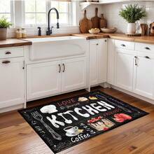 1pc Kitchen Pattern Printed Faux Wool TPR Bottom Doormat, Bathroom Mat, Kitchen Mat, Laundry Room Mat, Holiday Atmosphere Decor, Home Decor, Party Decor, Wedding Decor, Dining Decor - Multicolor - View 4