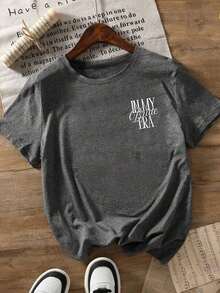 The Era Of The Everyday Casual Girlfriend For Women Has Arrived/I've Officially Entered Girlfriend Mode/I'm Now The Girlfriend Legend. Short-Sleeved Crew Neck Sweatshirt For Spring, Autumn, And Winter, Suitable For Valentine's Day/Back To School, Summer White Color. - 灰色 - 查看 5