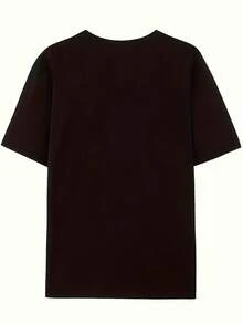 Women's T-Shirt With Red High Heel Print "Hot Girl" Style, New Summer T-Shirt, Casual, For Vacation, Short Sleeve And Round Neck, Suitable For Spring, Summer And Autumn, Machine Washable, New Women's Clothing, Versatile For Going Out, Women's Sports T-Shirts. - 黑色 - 查看 3
