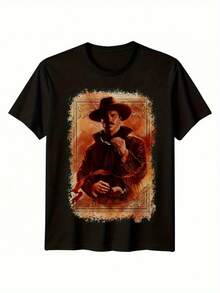 Camiseta con el póster de la película Tombstone de 1993, estilo retro de los 90, arte western, unisex, manga corta, cuello redondo, cómoda para todas las estaciones, 100% algodón, camiseta casual para hombres y mujeres, camiseta clásica de película. - Negro - Ver 8