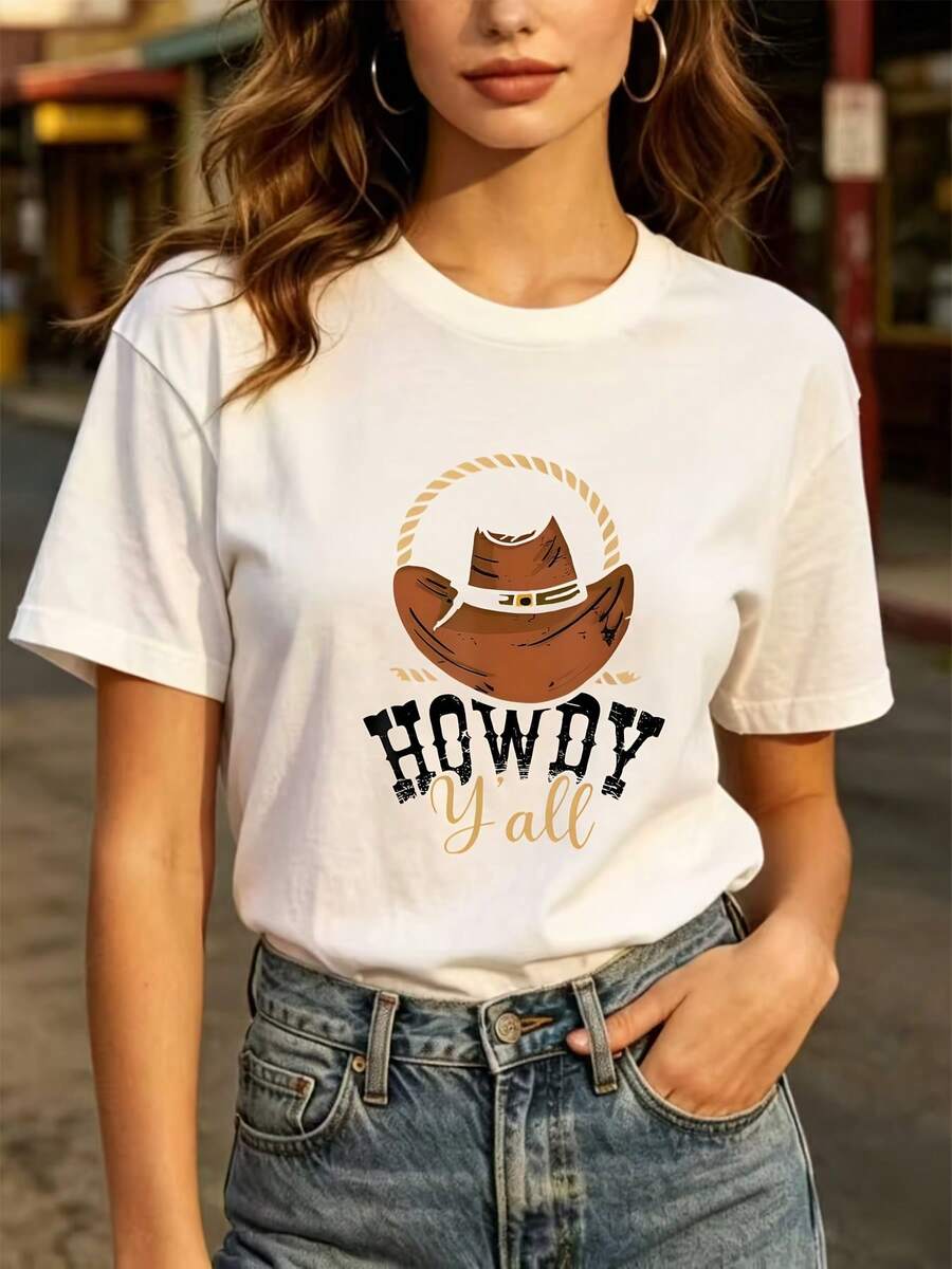 Camiseta de manga corta a la moda para uso diario, camiseta vintage de mezclilla "Hello Guys", 180g, ajuste cómodo, camiseta vintage unisex, adecuada para reuniones familiares, eventos corporativos, actividades de team building y fiestas del Día del Padre. - Blanco - Ver 1