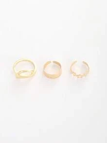 Set de 3 anillos para los dedos de los pies con baño de oro con diseño de serpiente y estrella, anillos para los dedos de los pies ajustables para mujeres, joyería de verano para la playa - Dorado - Ver 5