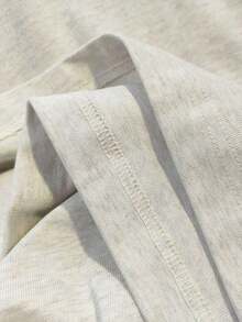 New White Short Sleeve Summer T-Shirt, English Print, Loose Fit, For Petite Women, Casual In-Style - 淺灰色 - 查看 8