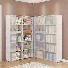 1pc Wardrobe Closet, Simple Dust-Proof Rental Home Use, Minimalist Assembly Storage Cabinet, Multi-Layer Clothing Rack - Black - View 10