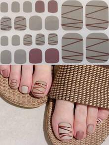 Nail Art Toe Stickers, Cartoon Heart & Geometric Patterns, Multicolor Glitter, Versatile Mixed Design, Easy Application With Scraper - 彩色 - 查看 14