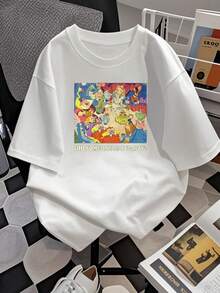 Fiesta alegre con personajes fantásticos celebrando una divertida merienda que transmite energía positiva y espíritu festivo camiseta de mujer  de tacto suave ideal para uso diario - Blanco - Ver 2