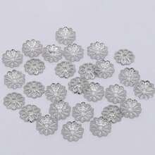 100 chiếc nắp hạt hình hoa 7-9mm, lý tưởng để tự làm vòng cổ, vòng tay và các đồ trang sức khác. - Với đài hoa - Xem 10