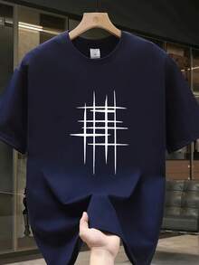 Nueva camiseta de manga corta para mujer de 180 g,% algodón - Camiseta casual versátil con estampado de verano para hombre - Camiseta con estampado de verano para parejas - Unisex - Regalo para vacaciones - Azul marino - Ver 1