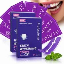 14pcs Teeth Whitening Strips, Suitable For Sensitive Gums, Whitens Teeth, Purple Whitening Strips, Removes Yellow Stains, Effectively Improves Tooth Shade, Brightens Smile - Strip - View 14