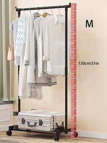 1 pieza Perchero de pie para dormitorio con ruedas para colgar ropa/pantalones/zapatos/sombreros, con barra sencilla/doble, estante de almacenamiento para abrigos, estilo sencillo, perchero de secado para el piso, estante para zapatos y sombreros, perchero de abrigos para el hogar y el dormitorio, perchero de secado para el balcón - Multicolor - Ver 2