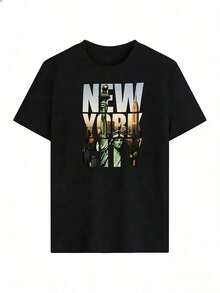 Short-Sleeve T-Shirt With American Tourist And Urban Style, Fashionable Short-Sleeve T-Shirt For Spring And Summer 2026, Made In Mexico, 180 Grams. Cartoon Print, Couple Design, Suitable For Indoor Or Outdoor Wear. Crew Neck, Unisex, Ideal For Office And Leisure. One-Piece Pack. - BK-P631577SLNDXZGY505 - 查看 2