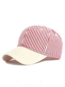 1pc Women's Lightweight Vintage Striped Patchwork Baseball Cap, Suitable For Sports, Travel, Vacation And Daily Use - Striped Color Blocking - View 7
