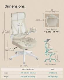 Ergonomic Office Chair Mesh Swivel Desk Chair With Lumbar Support Rocking Function FlipUp Armrests For Home Office Bedroom Black - Cappuccino Beige - View 3
