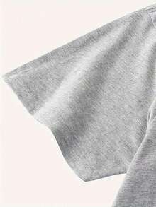 Summer 2026 Collection, Women's T-Shirt, Comfortable, Casual, Versatile, Elegant, Round Neck, Short Sleeve, Women's Top, Valentine's Day, Fluorescent Green Letter Print, 100% Cotton, Sizes S-7XL - 灰色的 - 查看 3