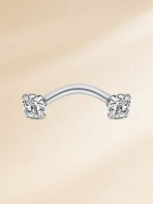 Khuyên tai Rook Daith bằng thép không gỉ 16G, khuyên môi, khuyên lông mày, khuyên sụn tai Tragus, khuyên tạ đính đá Cubic Zirconia, kích thước 6mm 8mm 10mm. - Bạc - Xem 4