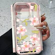 A Large-Hole Solid Color Lucky Pink Lily And Bow Print High-Quality Comfortable-Feel Phone Case, Simple Transparent Pink Frame Two-In-One Phone Protective Case, Suitable For IPhone 11/12/13/14/15/16/16 Pro Max/12 Pro/13 Pro/14 Pro/15 Pro/16 Pro/14 Plus/15 Plus/16 Plus/12 Pro Max/13 Pro Max/14 Pro Max/15 Pro Max/16 Pro Max, High-End Feel Girls' Phone Case, Compatible With IPhone 17/17 Pro/17 Pro Max/Air Latest Apple Phone Cases - Multicolor - View 1