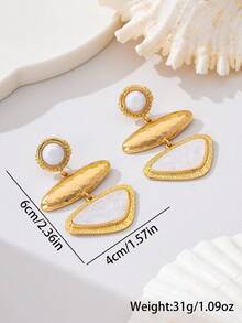 1 Đôi bông tai thả hình học phong cách Bohemian, bông tai thả hình học màu cam & vàng lấy cảm hứng cổ điển cho nữ, bông tai treo phong cách Boho nổi bật - Màu Cam cháy - Xem 9