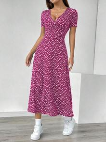 Vestido maxi casual de mujer con cintura ceñida y estampado floral ditsy - Multicolor 7 - Ver 5