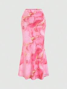 plisada de unicolor con cola de pez para mujer - Rosa - Ver 1